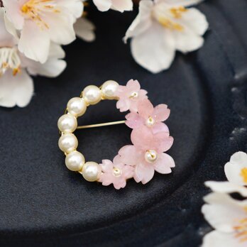 春限定【ブローチ】桜 春爛漫 パール リース Ⅱの画像