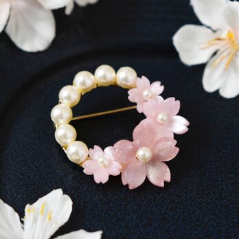 春限定【ブローチ】桜 春爛漫 パール リース Ⅱ