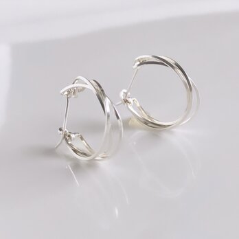 silver925 diagonal 20 キャッチレス フープピアスの画像