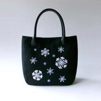 雪の結晶＊ビーズ刺繍のミニトートバッグ