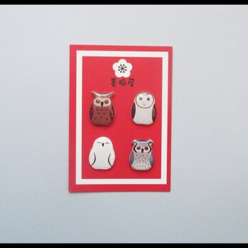 フクロウ・コノハズクピアス4個セットの画像