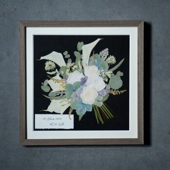 【アフターブーケ ＜SiSii シィシィ＞】生花ブーケを「押し花＆額装」してお届けします　 結婚式 ブーケ 記念 残すの画像