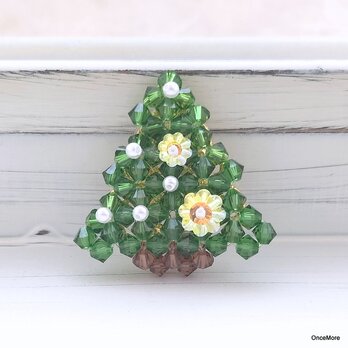 クリスマスツリーの帯留め（ファーングリーン）の画像