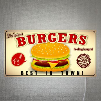 【オーダー無料】ハンバーガー ファーストフード カフェ パン 店舗 キッチンカー 販売 壁掛け 看板 置物 雑貨 ライトBOXの画像