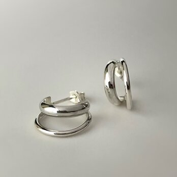 2連ライン　シルバーフープピアス　silver950の画像