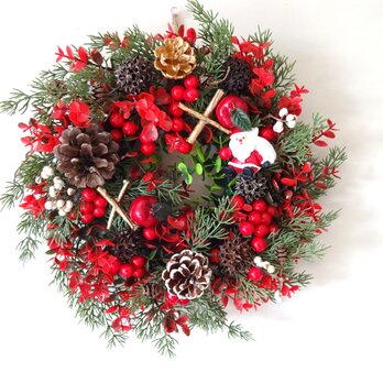 クリスマス玄関リース38cmの画像