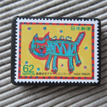 日本　切手ブローチ 10037