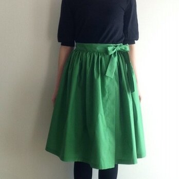 再出品 蝶々結びのギャザー巻きスカート グリーン