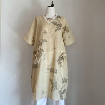 オーダー参考作品　麻着物リメイク　ワンピース　の画像