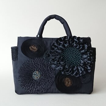 black ribbon flower standard bag