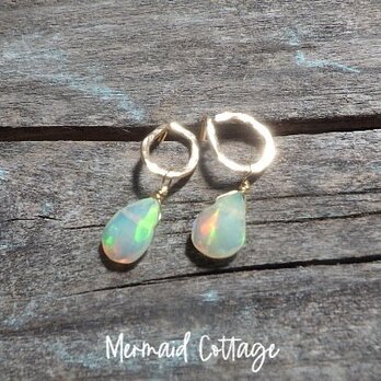 *14kgf* Ethiopian Opal Stud Earrings 【宝石質】エチオピア産ウェロオパール14kgfピアスの画像