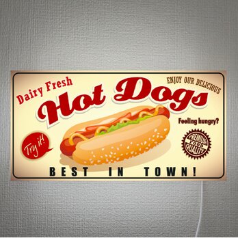 【オーダー無料】ホットドック ホットドッグ パン ハンバーガー 店舗 販売 壁掛け 照明 看板 置物 雑貨 ライトBOXの画像