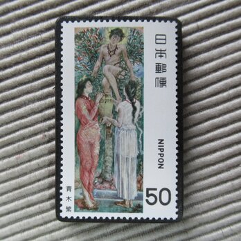 日本　美術切手ブローチ 10082の画像