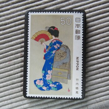 日本　美術切手ブローチ 10085の画像