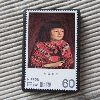 日本　美術切手ブローチ 10092の画像