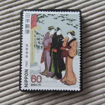 日本　美術切手ブローチ 10097の画像