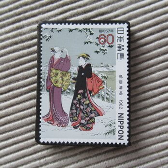 日本　美術切手ブローチ 10098の画像