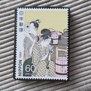 日本　美術切手ブローチ 10099の画像