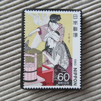 日本　美術切手ブローチ 10100の画像