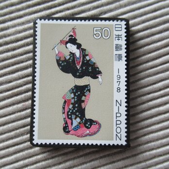 日本　美術切手ブローチ 10102の画像