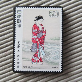 日本　美術切手ブローチ 10103の画像