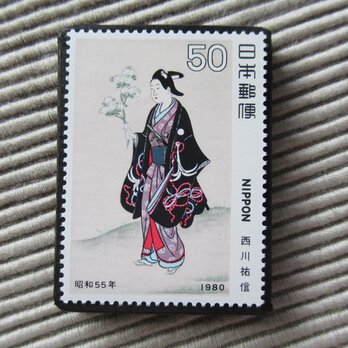 日本　美術切手ブローチ 10104の画像