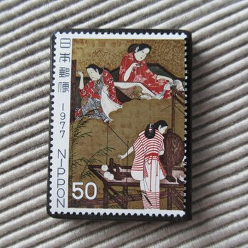 日本　美術切手ブローチ 10105の画像