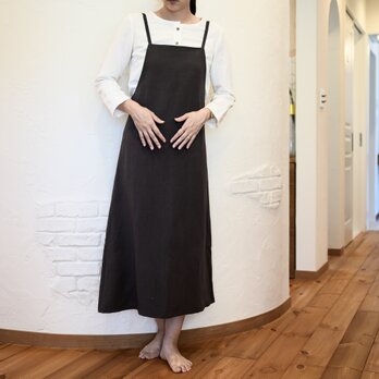 リネンレーヨンのジャンパースカート　チャコルグレー No.329の画像