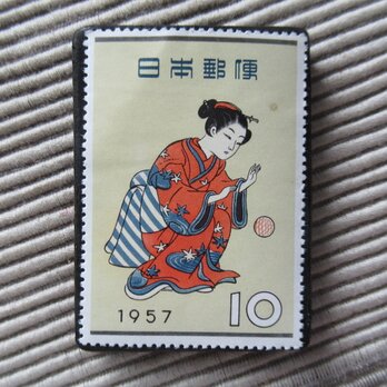 日本　美術切手ブローチ 10115の画像