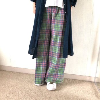 チェックワイドパンツの画像