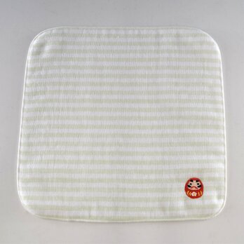 タオル　今治タオル　 和の物めぐり　ダルマ　グリーン×白　綿100％　 23cm×23cmの画像
