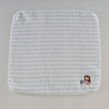 タオル　今治タオル　 和の物めぐり　フクロウ　ブルー×白　綿100％　 23cm×23cmの画像