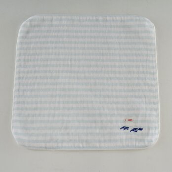 タオル　今治タオル　 和の物めぐり　波兎　ブルー×白　綿100％　 23cm×23cmの画像