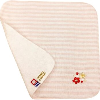 タオル　今治タオル　 和の物めぐり　梅　ピンク×白　綿100％　 23cm×23cmの画像