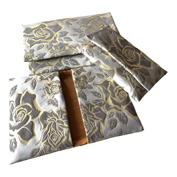 『薔薇の彩色美〜狐色』　金襴織物御朱印帳袋　B6サイズ2冊専用ダブルポケット　薔薇　茶　御朱印帳ケース　御朱印帳ポーチ　桐生織物の画像