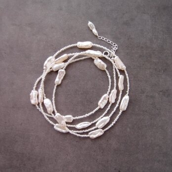【SV】Stick × Seed Pearl Necklace／スティックパール ステーションネックレスの画像