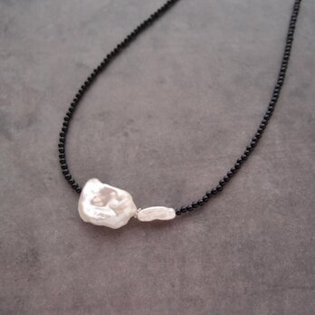 Biwa Pearl × Black Onyx Necklace／ビワパール × オニキスネックレスの画像