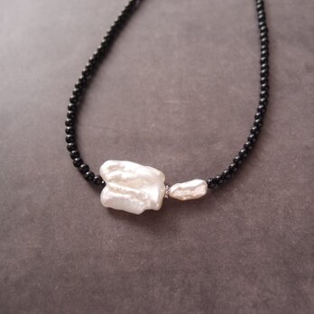 Biwa Pearl × Black Onyx Necklace／ビワパール × オニキスネックレスの画像