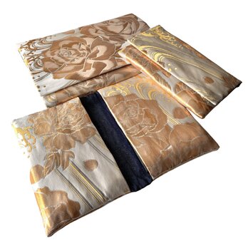 『金彩の薔薇』　金襴織物御朱印帳袋　B6サイズ2冊専用ダブルポケット　バラ　ゴールド　御朱印帳ケース　御朱印帳ポーチ　桐生織物の画像