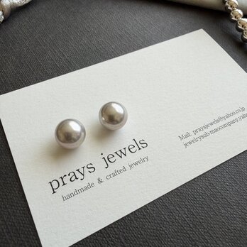 真多麻 ナチュラルブルーグレー花珠シェルパール（貝ミガキ）9ｍｍ 一粒パールスタッドピアス