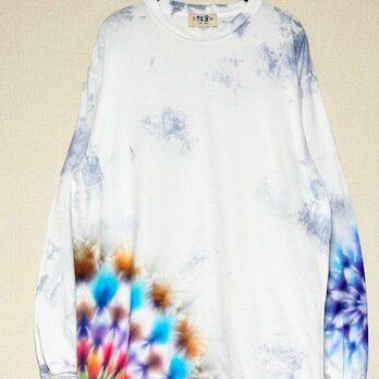 タイダイ染め 長袖Tシャツ　XLサイズ 　曼荼羅 　淡いグレー　ムラ染め　HIPPIES DYE新作　 HD22-51の画像