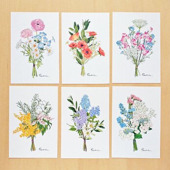 ポストカードセット　誕生花の花束　1月～6月の画像