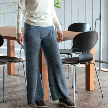 ［ジュニパーベリー染め］ラムWフェイス、ハイウェストニットパンツ【Organic Cotton】の画像