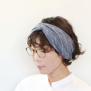 サイズ調整できるクロスのヘアバンド～サイズフリークロスヘアバンド ストライプ～の画像