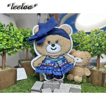 ★くまさんのお気に入り★青エスニックワンピース★フリル★大15.5-1枚の画像