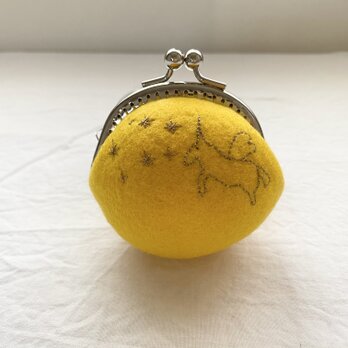 羊毛刺繍がまぐち/  満月の画像