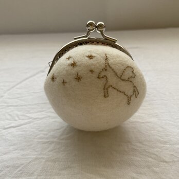 羊毛刺繍がまぐち/  雪の画像
