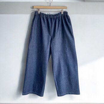 ストレッチデニム　ワイドパンツ【送料込み】8オンスデニム　ネイビーの画像