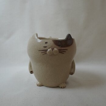ねこさん陶製カップ(ぶちにゃん)の画像
