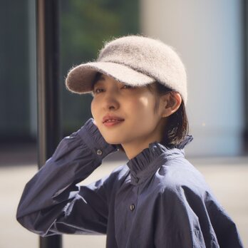 Blanka ブランカ アンゴラ混 起毛 キャップ YOKOI BERET モカ [YO-BR020-MO]の画像